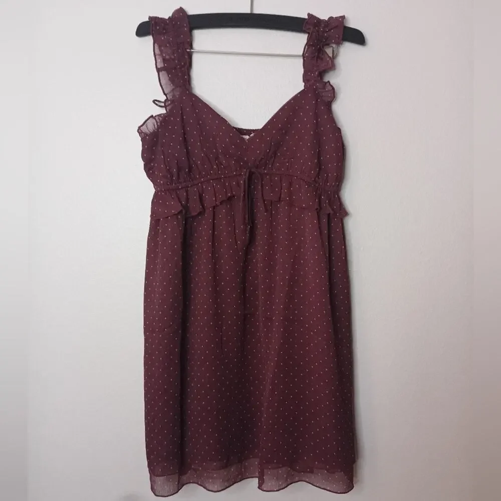 American Eagle Mauve Dress Babydoll Y2K Whimsy Prairie Boho Fairy NEW - Picture 3 of 9